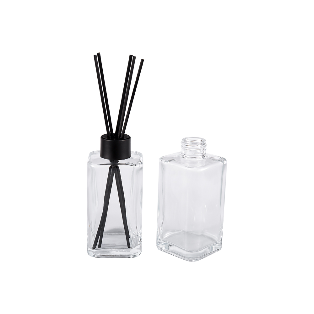 HJ-RX2247 Aromaterapeutická láhev z čirého skla Velkokapacitní matná černá Uzávěr láhve Nálepka s hliníkovým uzávěrem