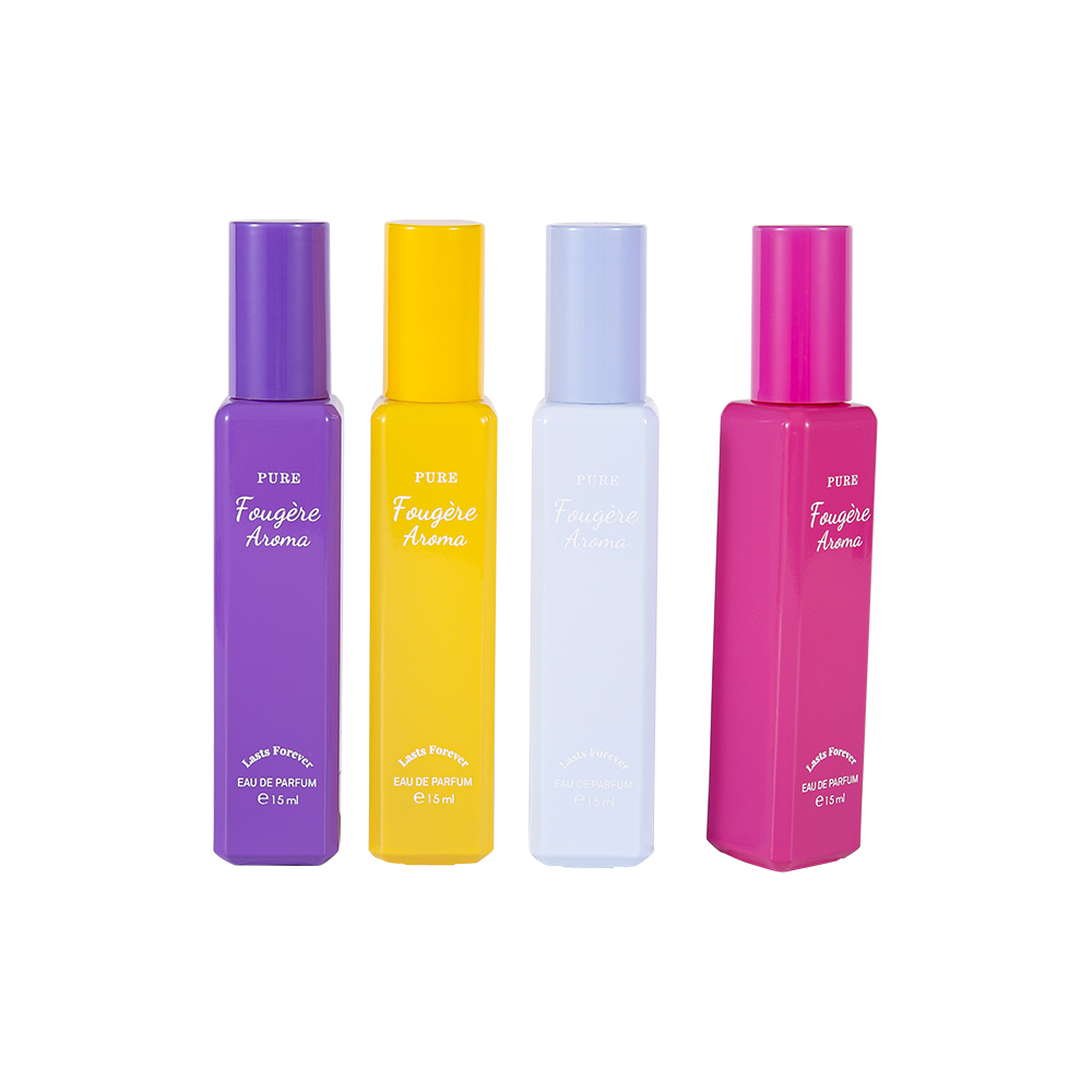 GC4222-WJ2369 15ml malá kapacita potažená skleněná lahvička na parfémy s barevným PP plastovým uzávěrem