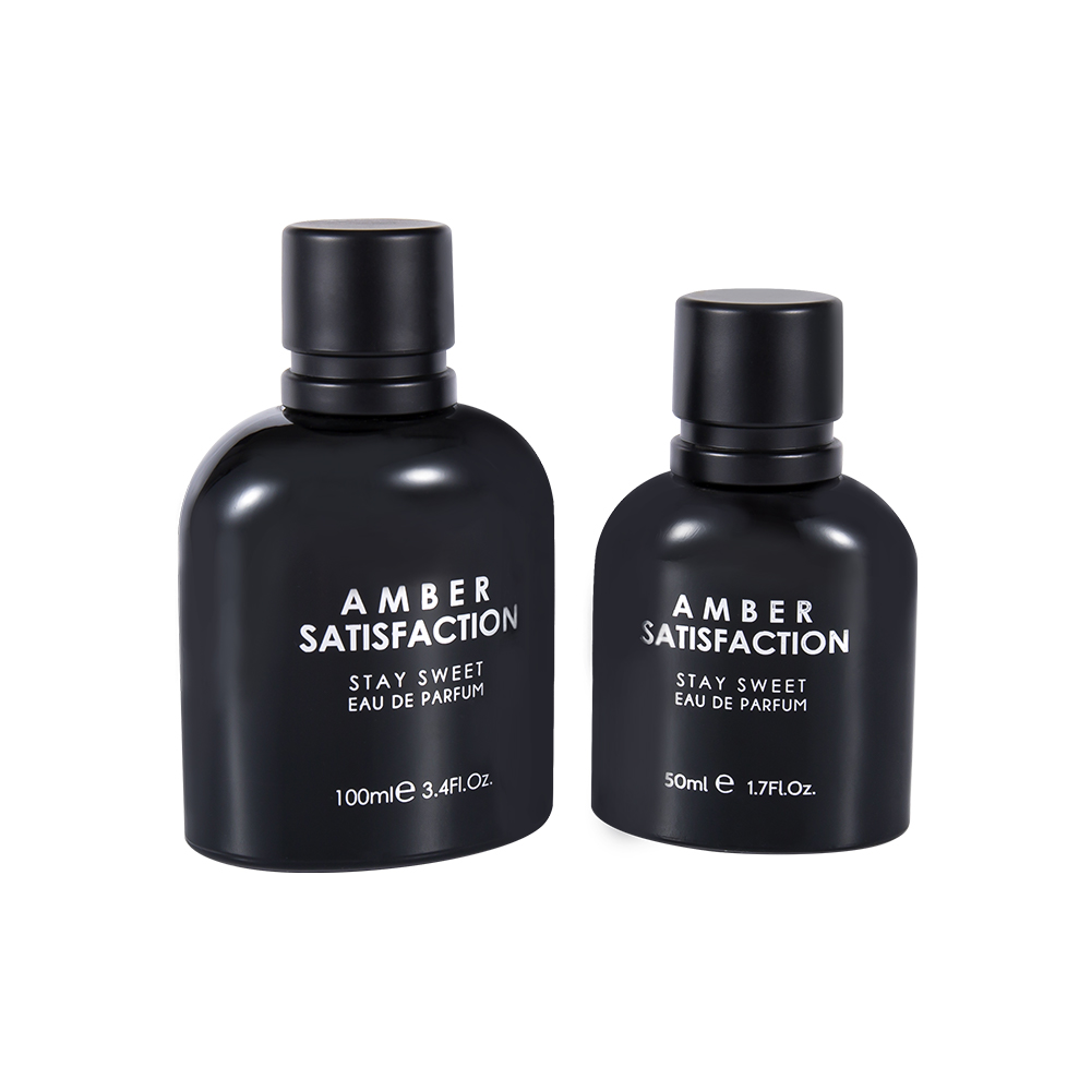 GC3894-WJ176 100ml barevně potažená zářivě černá skleněná lahvička na parfémy s ABS PP plastovým uzávěrem